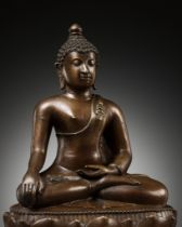 A BRONZE FIGURE OF BUDDHA SHAKYAMUNI, AYUTTHAYA STYLE, 18TH-19TH CENTURY OR EARLIER