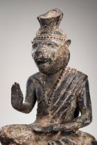 A BRONZE FIGURE OF THE TIGER HERMIT SERMING PRAI 19TH CENTURY