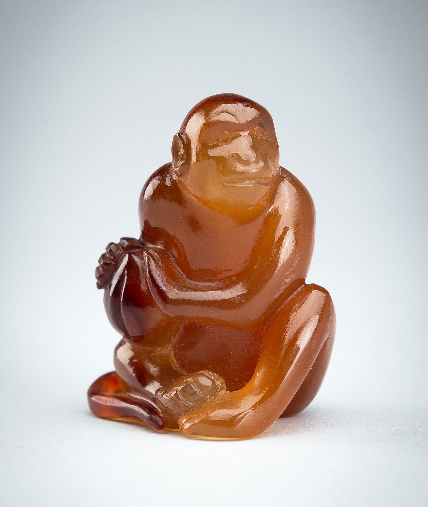 AN AGATE CARVING OF A MONKEY WITH PEACH, c. 1920s - Image 11 of 13