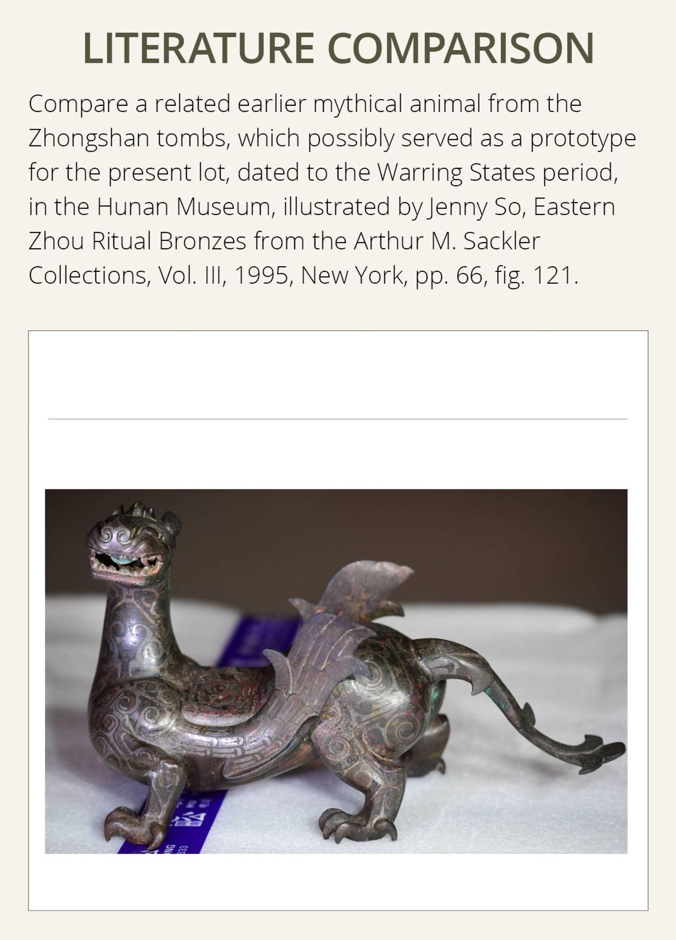 A SILVER- AND GOLD-INLAID 'MYTHICAL BEAST' BRONZE, CHINA, 17TH-18TH CENTURY - Bild 5 aus 12