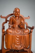 A BOXWOOD FIGURE OF KOBO DAISHI