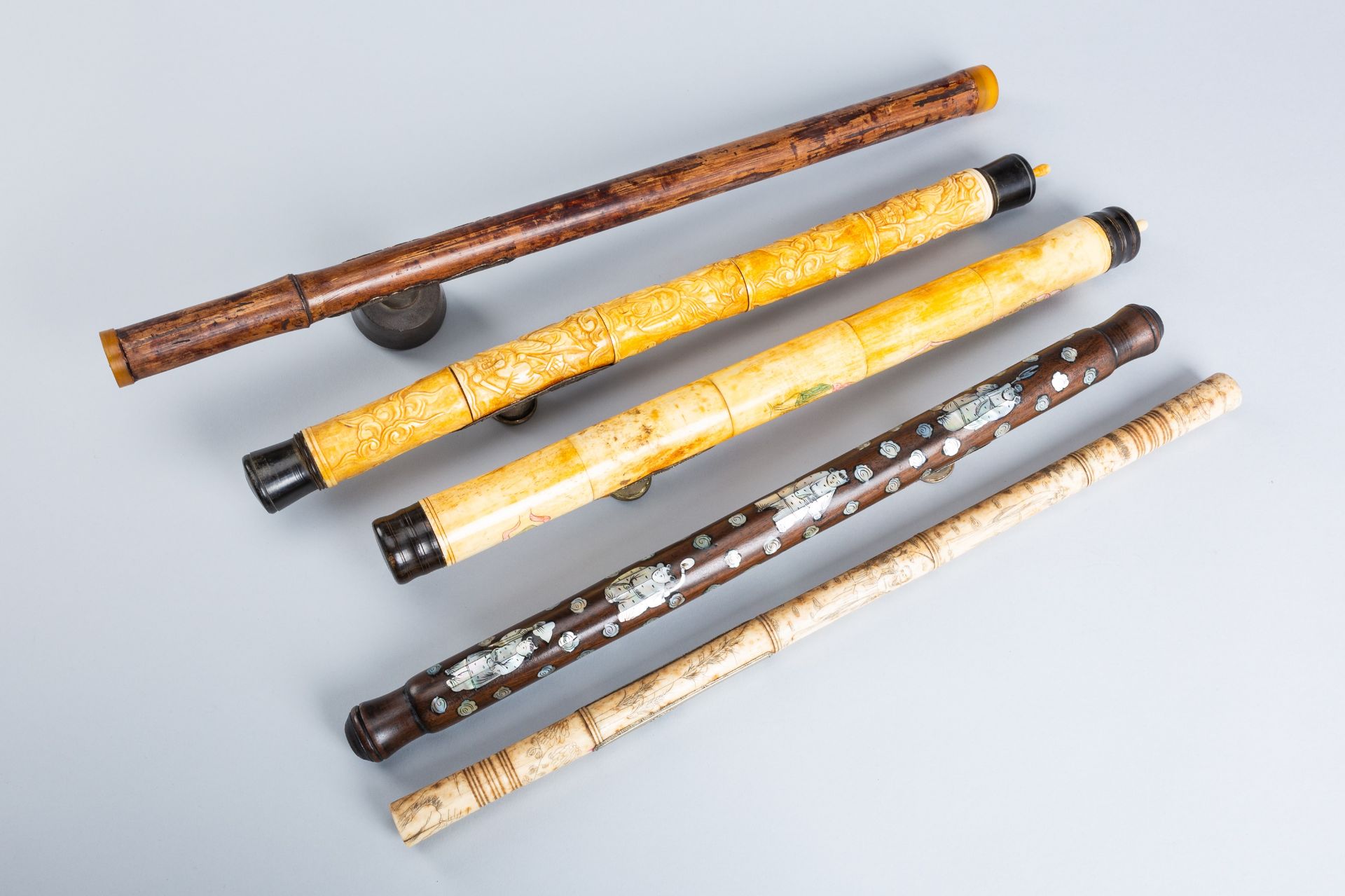 A GROUP OF FIVE OPIUM PIPES, c. 1920s - Image 2 of 41