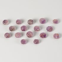 A LOT WITH 16 AMETHYST MELON BEADS, 8-12th CENTURY