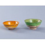 TWO SMALL SANCAI GLAZED CERAMIC BOWLS, TANG DYNASTY