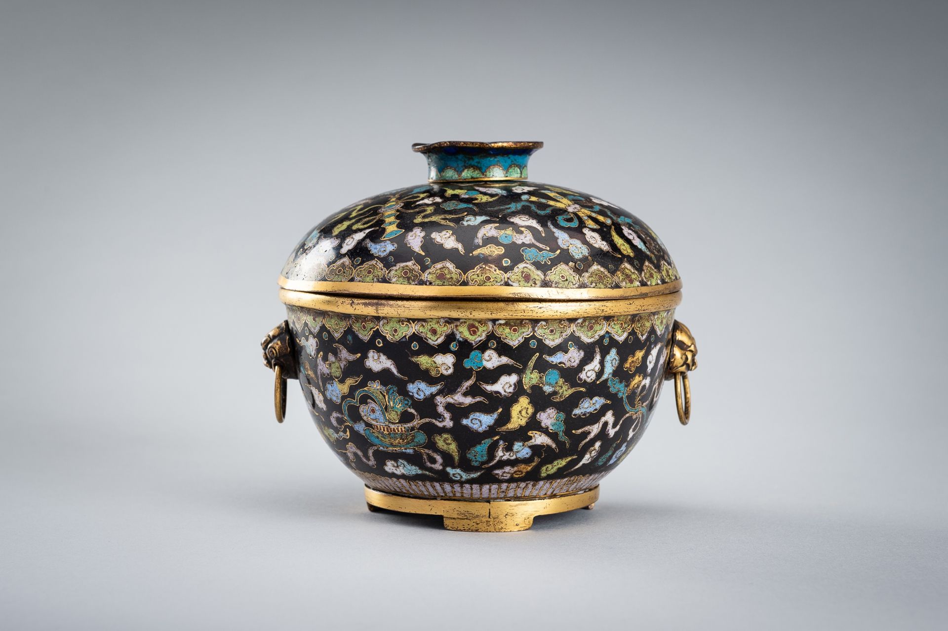 A CLOISONNE ENAMEL 'EIGHT DAOIST EMBLEMS' JAR AND COVER, QING DYNASTY - Image 6 of 14