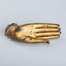 A LIFESIZE GILT-BRONZE HAND OF BUDDHA, SUKOTHAI KINGDOM