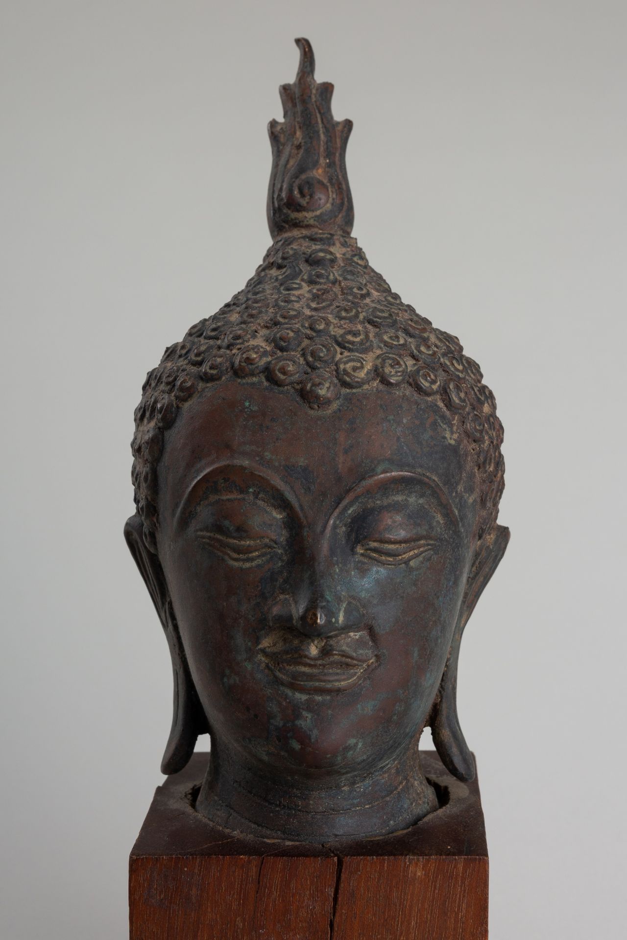 A BRONZE HEAD OF BUDDHA, SUKHOTHAI STYLE