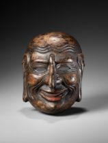 GYOSUI: A LACQUERED WOOD GIGAKU MASK OF TAIKOFU