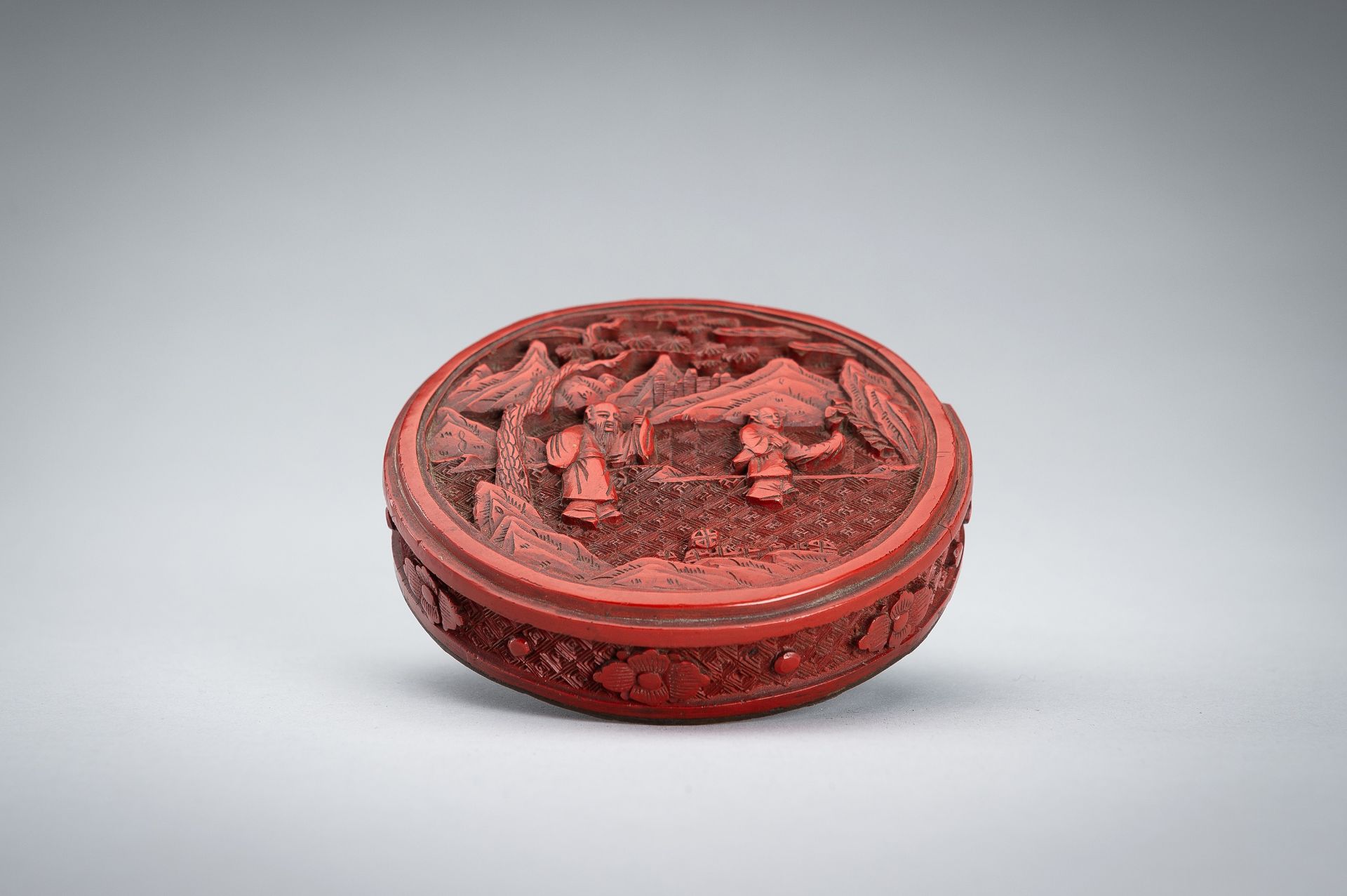 A CINNABAR LACQUER BOX COVER, 19TH CENTURY - Image 5 of 10