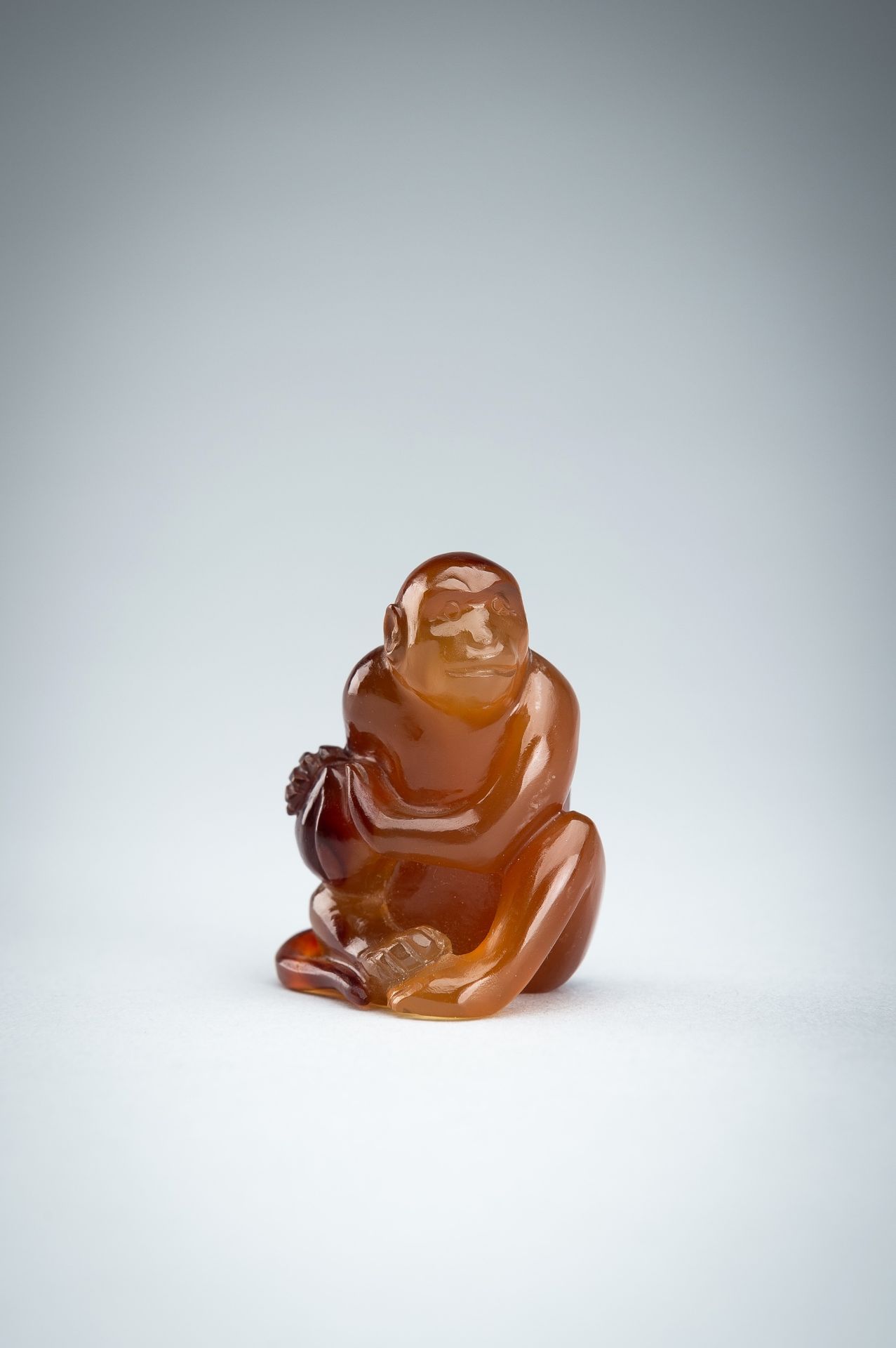 AN AGATE CARVING OF A MONKEY WITH PEACH, c. 1920s - Image 4 of 13