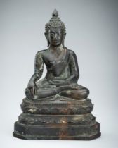 A BRONZE FIGURE OF BUDDHA SHAKYAMUNI, THAILAND, 17TH-18TH CENTURY