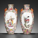 A PAIR OF FAMILLE ROSE 'MILLEFLEUR' VASES, LATE QING TO REPUBLIC