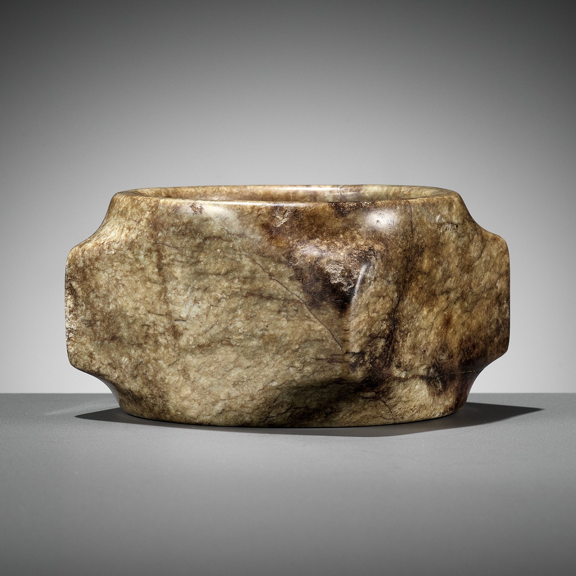 A MOTTLED JADE CONG, LATE NEOLITHIC TO SHANG DYNASTY