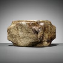 A MOTTLED JADE CONG, LATE NEOLITHIC TO SHANG DYNASTY