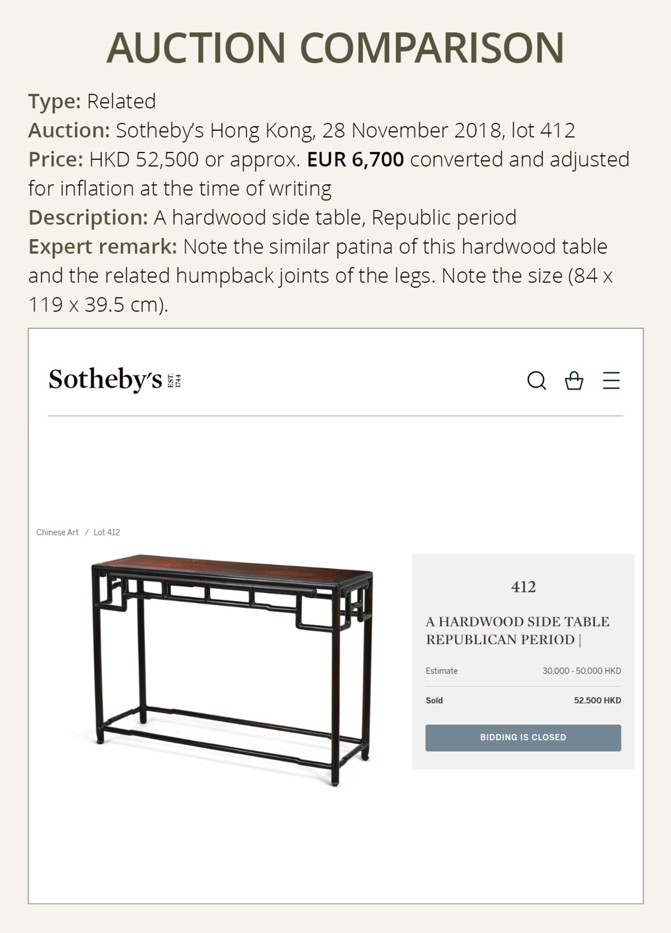 A HONGMU SIDE TABLE, LATE QING DYNASTY TO EARLY REPUBLIC PERIOD - Bild 5 aus 11