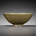 A LONGQUAN CELADON CARVED 'LOTUS PETAL' BOWL, SOUTHERN SONG DYNASTY