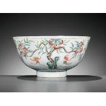 A FAMILLE ROSE 'BATS AND PEACHES' BOWL, GUANGXU MARK AND PERIOD