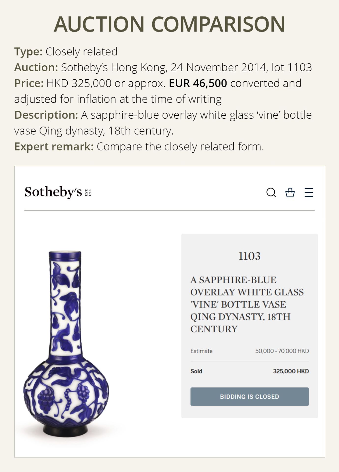 A SAPPHIRE-BLUE OVERLAY GLASS 'CHILONG' BOTTLE VASE, QIANLONG MARK AND POSSIBLY OF THE PERIOD - Bild 5 aus 15