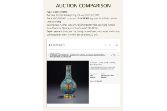 AN IMPERIAL CLOISONNE ENAMEL 'LOTUS' BOTTLE VASE, QIANLONG FIVE-CHARACTER MARK AND OF THE PERIOD - Image 6 of 17