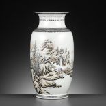 A GRISAILLE-DECORATED 'WINTER LANDSCAPE' LANTERN VASE, REPUBLIC PERIOD