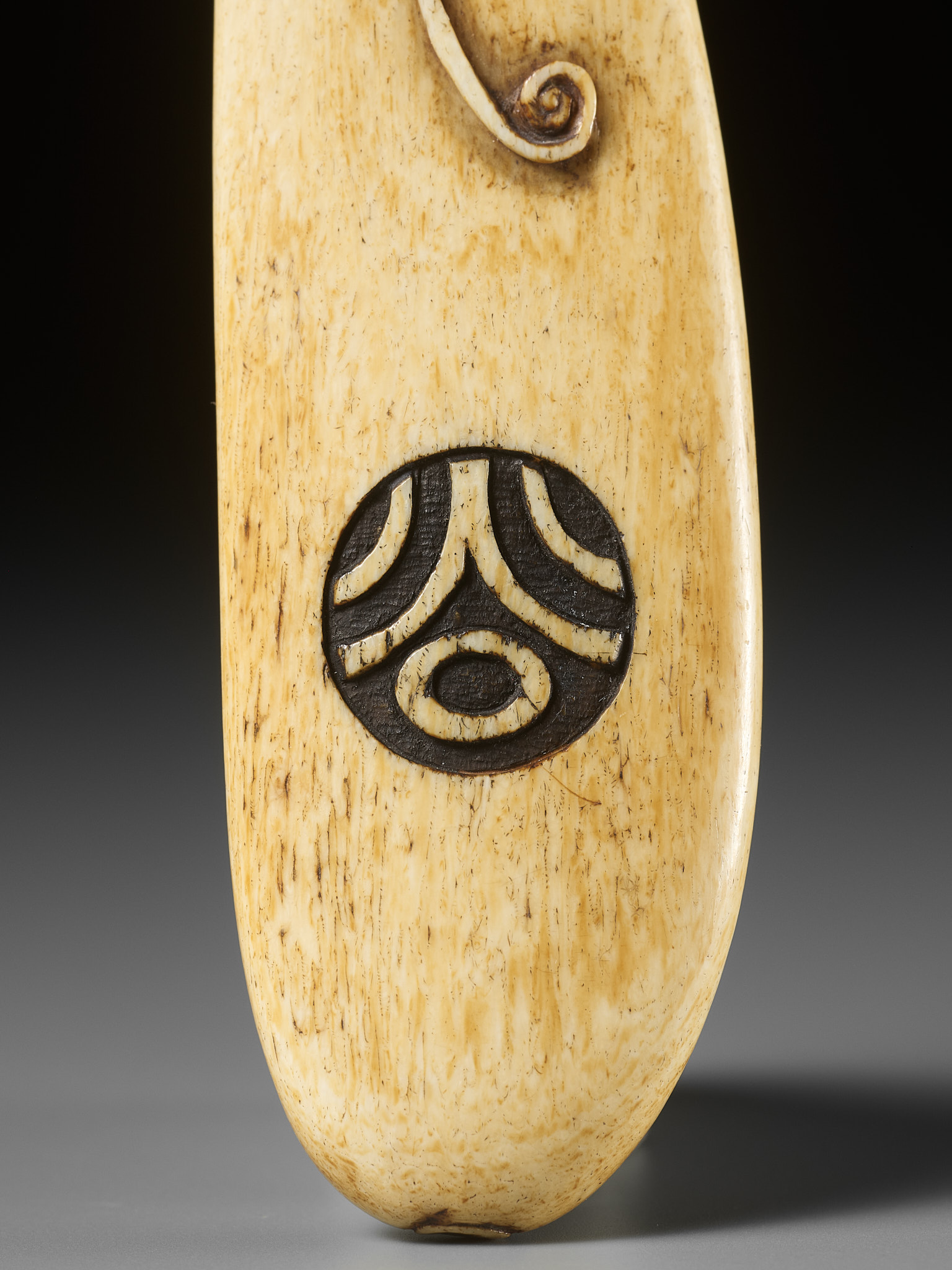 AN ANTLER SASHI NETSUKE OF A GOURD, SCHOOL OF OZAKI KOKUSAI - Image 3 of 8