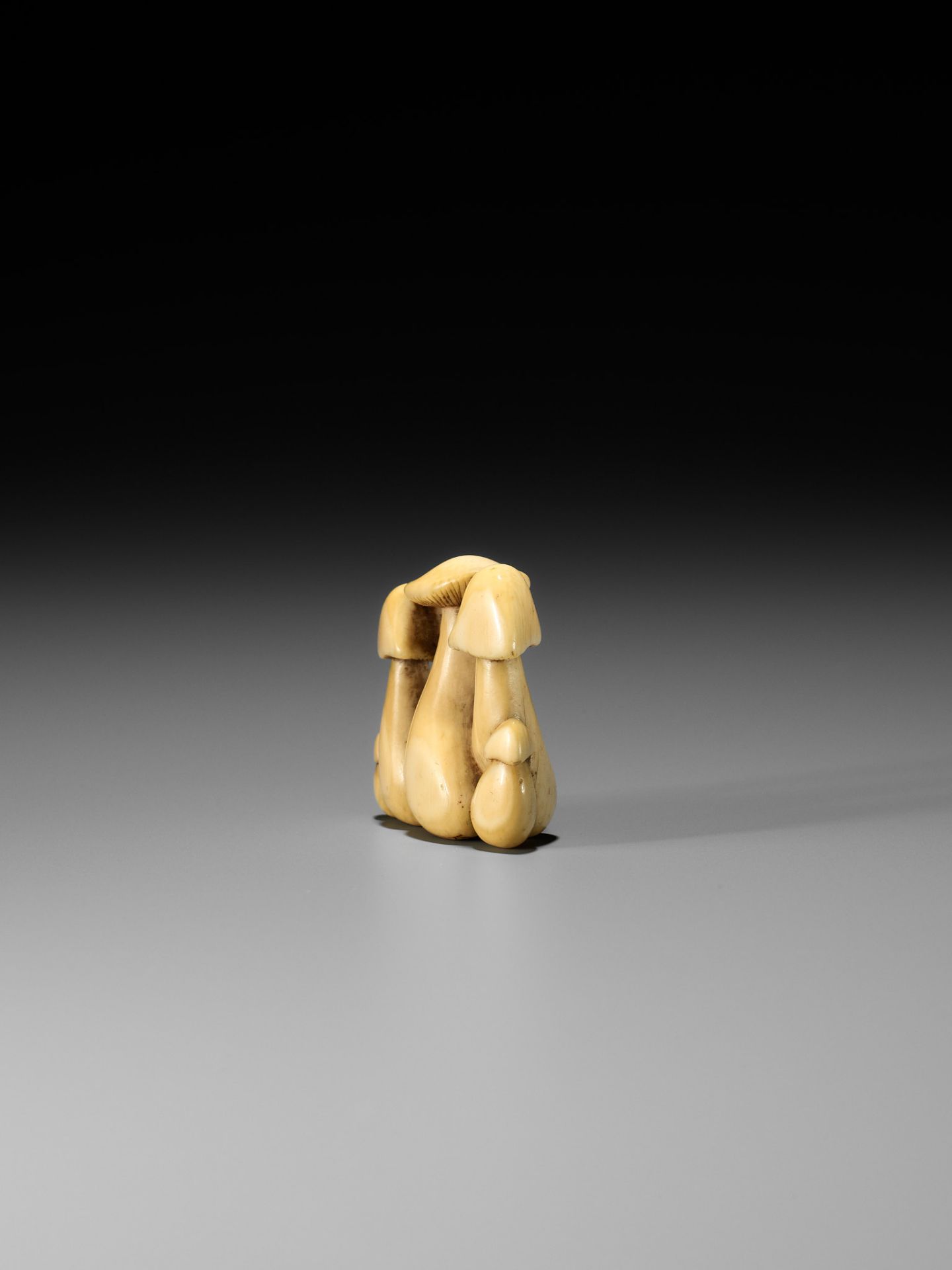 YOSHITADA: A FINE IVORY NETSUKE OF A CLUSTER OF MUSHROOMS - Bild 5 aus 11