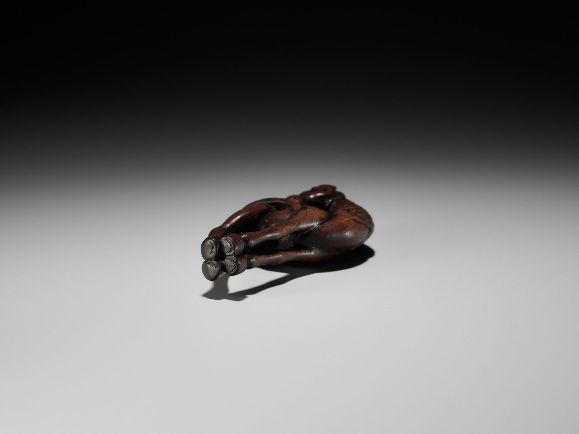 A SUPERB AND LARGE WOOD NETSUKE OF A HORSE - Image 9 of 10