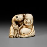 MASAMORI: A LARGE KYOTO SCHOOL IVORY NETSUKE OF GAMA SENNIN