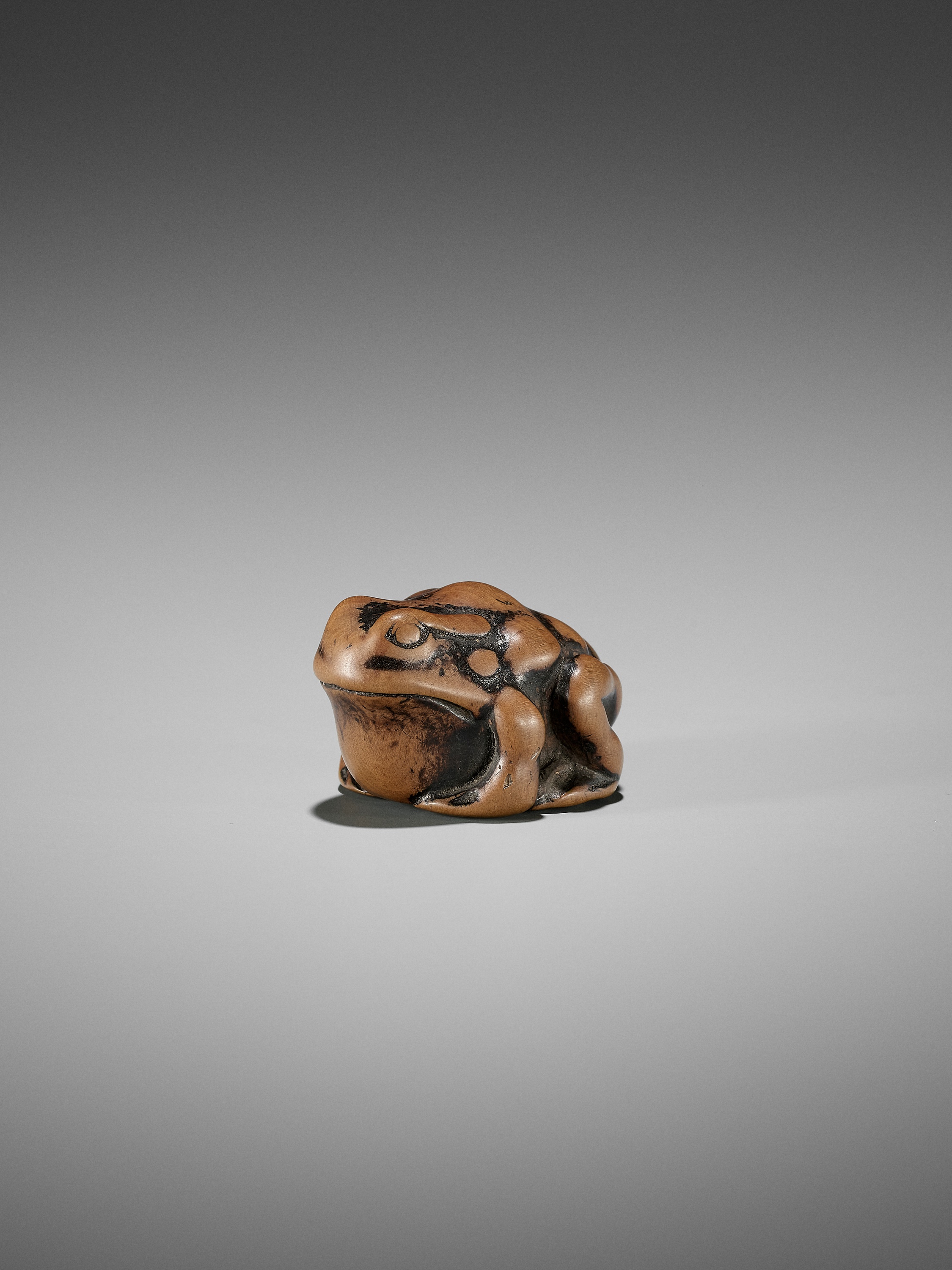 AN EARLY WOOD NETSUKE OF A TOAD - Bild 10 aus 12