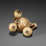 MITSUHIRO: A FINE IVORY NETSUKE OF A BIWA (LOQUAT)