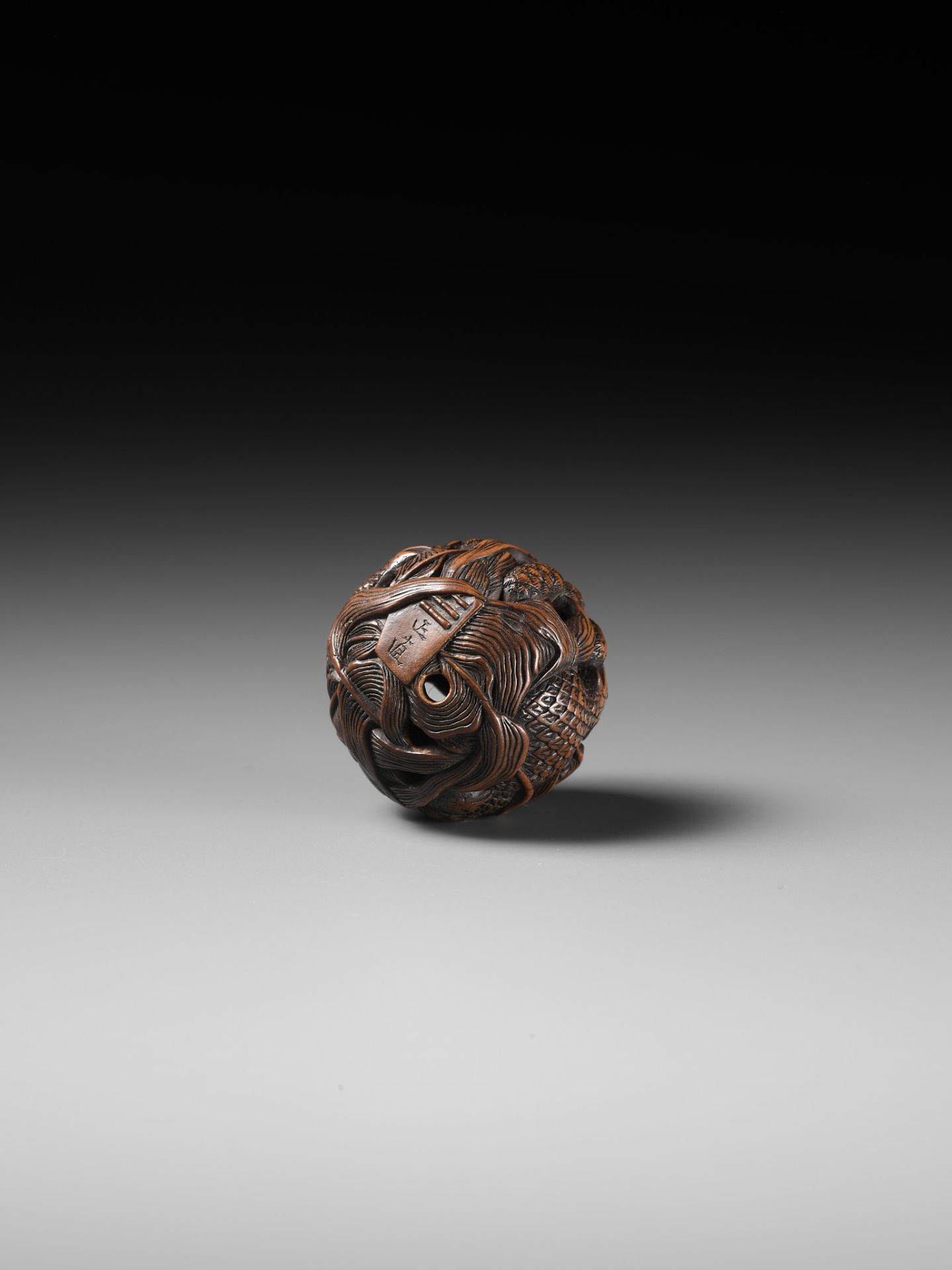 MASANAO: A FINE WOOD NETSUKE DEPICTING AN AUTUMNAL SCENE OF QUAILS AND MILLET - Image 13 of 14