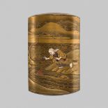 SHOKASAI: A FINE INLAID GOLD LACQUER FOUR-CASE INRO