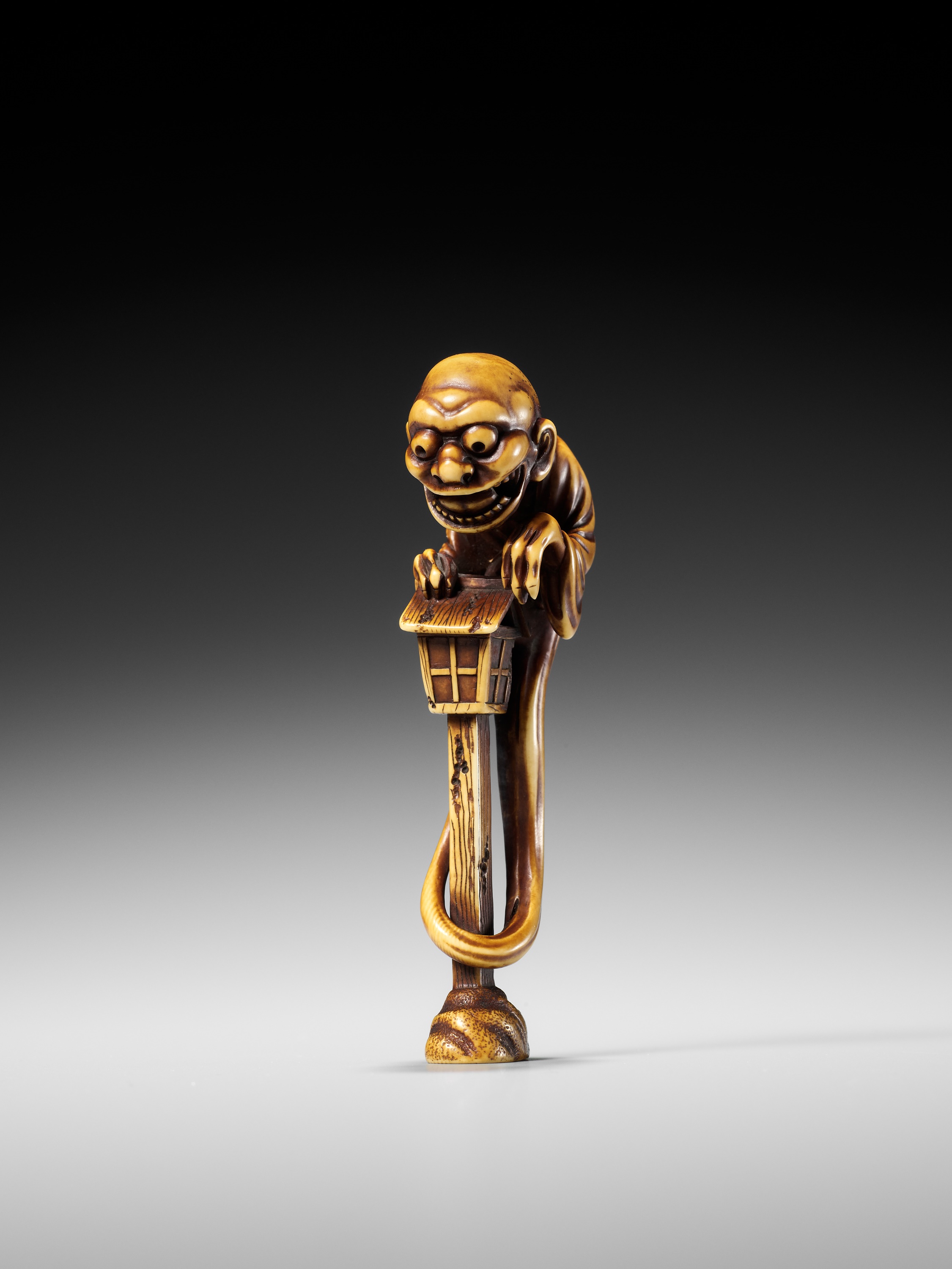 HIDEMASA: A SUPERB AND LARGE IVORY NETSUKE OF THE BAKEMONO MIKOSHI NYUDO - Image 17 of 26