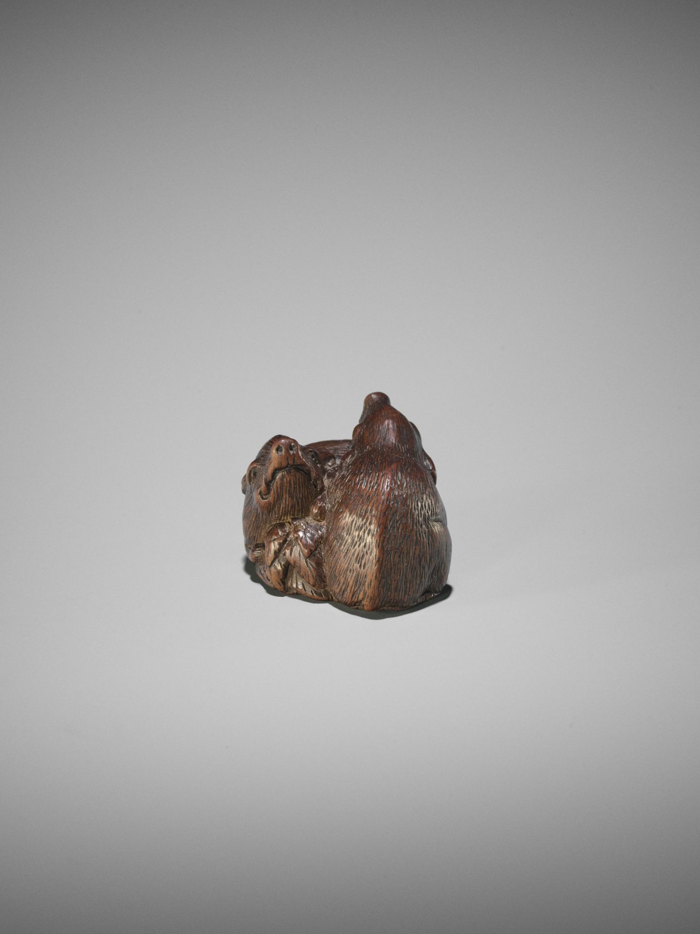 TAMETAKA: A WOOD NETSUKE OF TWO BOARS - Bild 7 aus 17