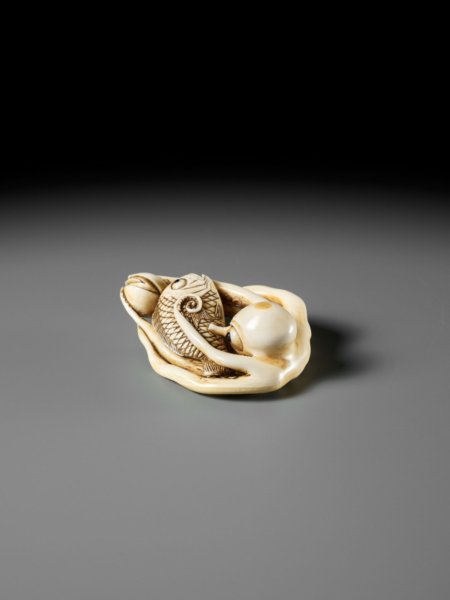 MASAKAZU: A LARGE AND IMPRESSIVE OSAKA SCHOOL IVORY NETSUKE OF AN OCTOPUS WITH CLAMS - Image 10 of 14