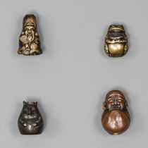 A GROUP OF FOUR MIXED METAL OJIME