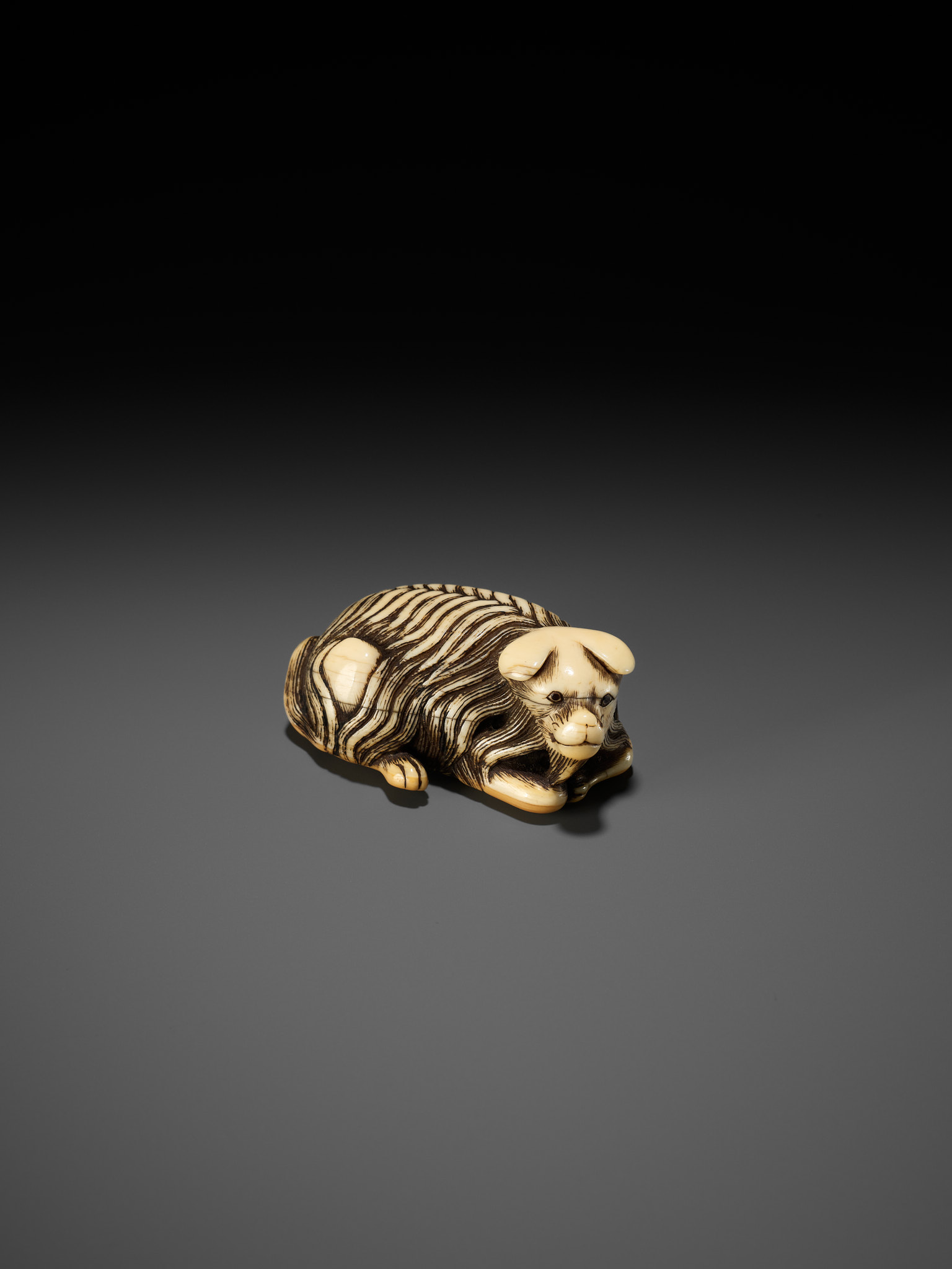 A RARE IVORY NETSUKE OF A JAKONEKO (MUSK CAT) - Image 2 of 13