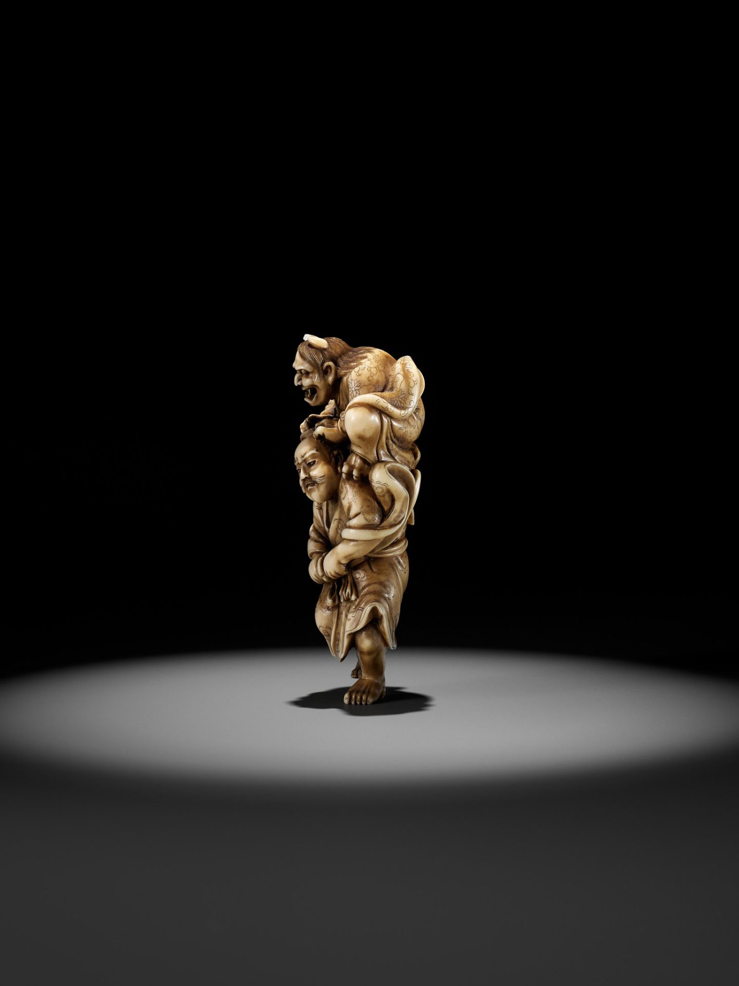 IKKOSAI: A POWERFUL IVORY NETSUKE OF OMORI HIKOSHICHI ENCOUNTERING THE DEMONESS - Bild 8 aus 14