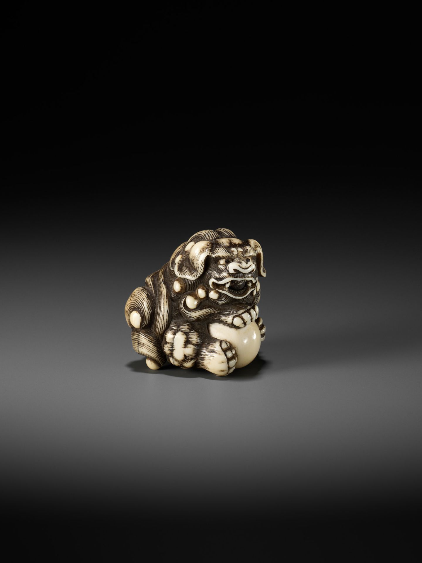 GYOKUZAN: AN IVORY NETSUKE OF A SHISHI - Image 10 of 13