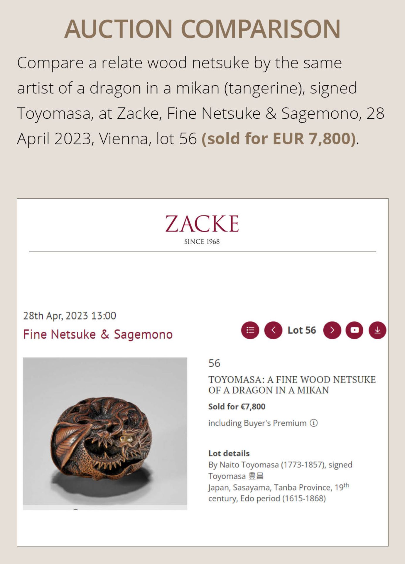 NAITO TOYOMASA: A FINE WOOD NETSUKE OF A DRAGON EMERGING FROM AN EGG - Image 7 of 15