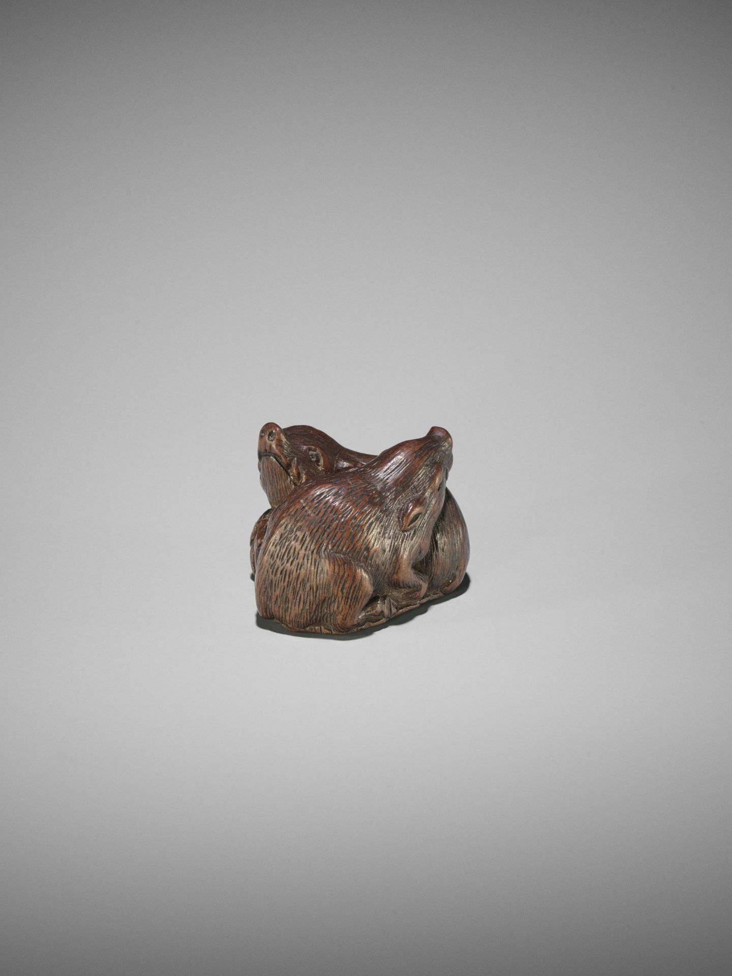 TAMETAKA: A WOOD NETSUKE OF TWO BOARS - Bild 8 aus 17