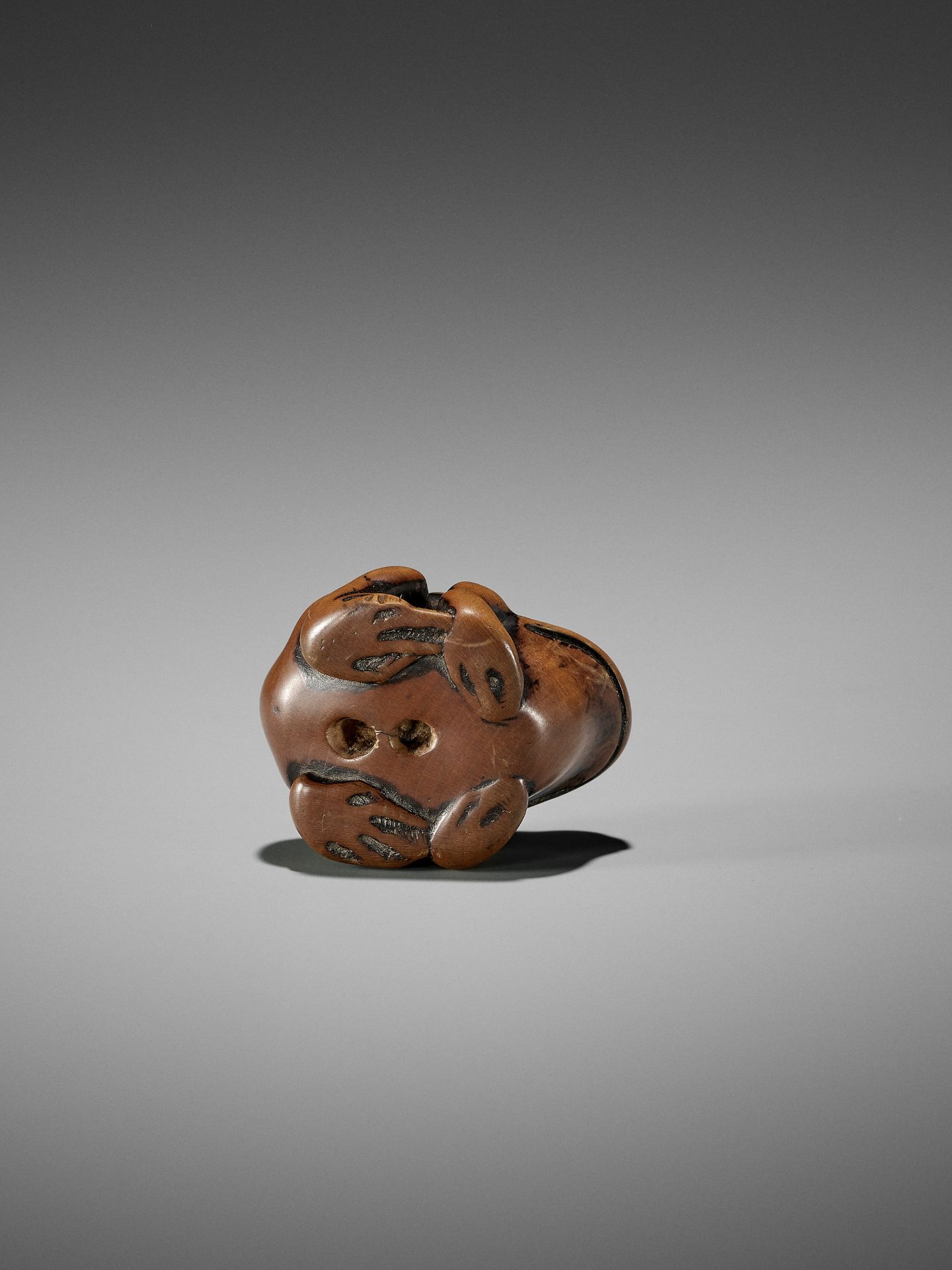 AN EARLY WOOD NETSUKE OF A TOAD - Bild 12 aus 12