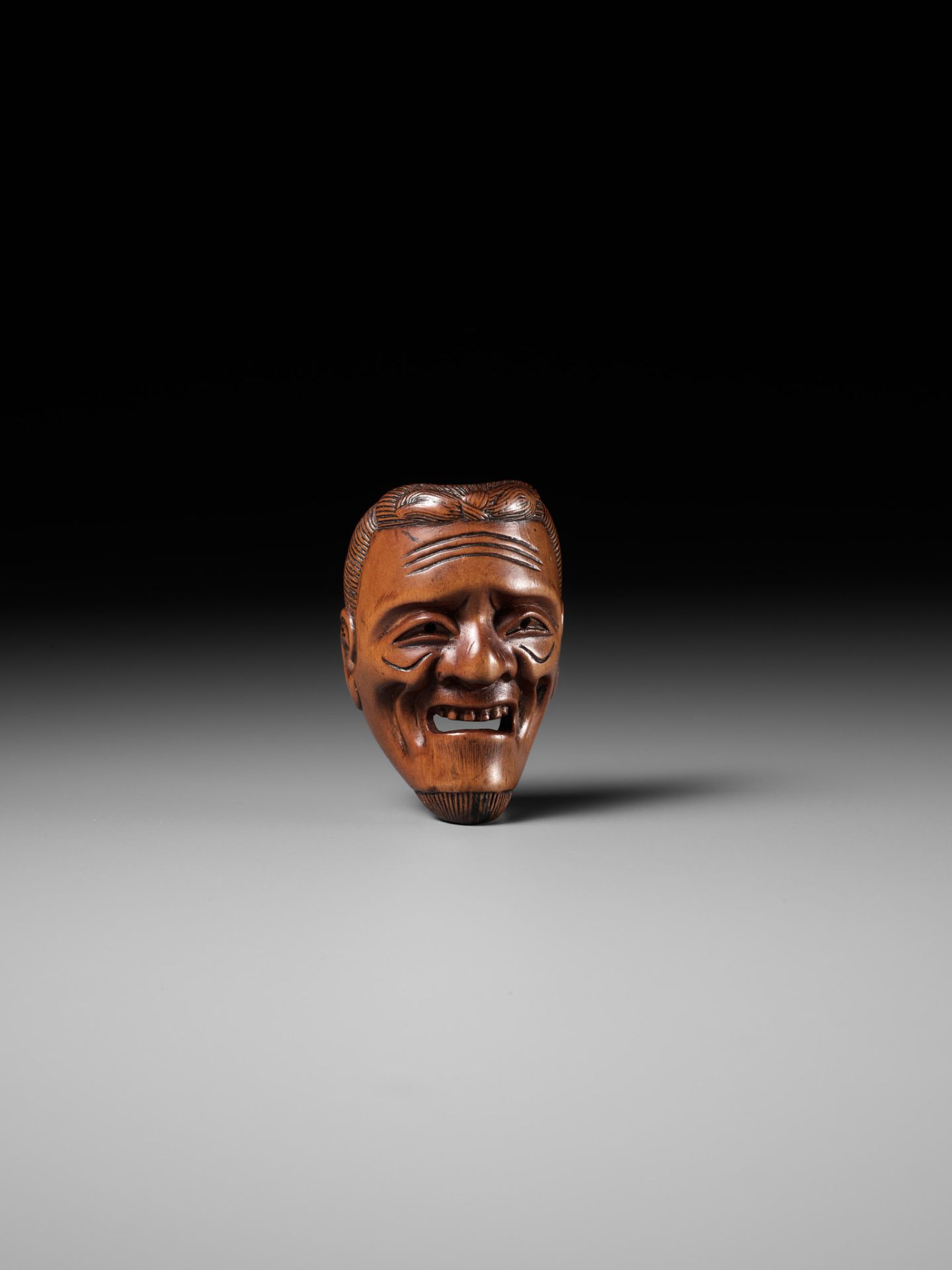 JOBUN: A RARE WOOD NETSUKE OF SANKO-JO (OLD MAN) - Bild 3 aus 10