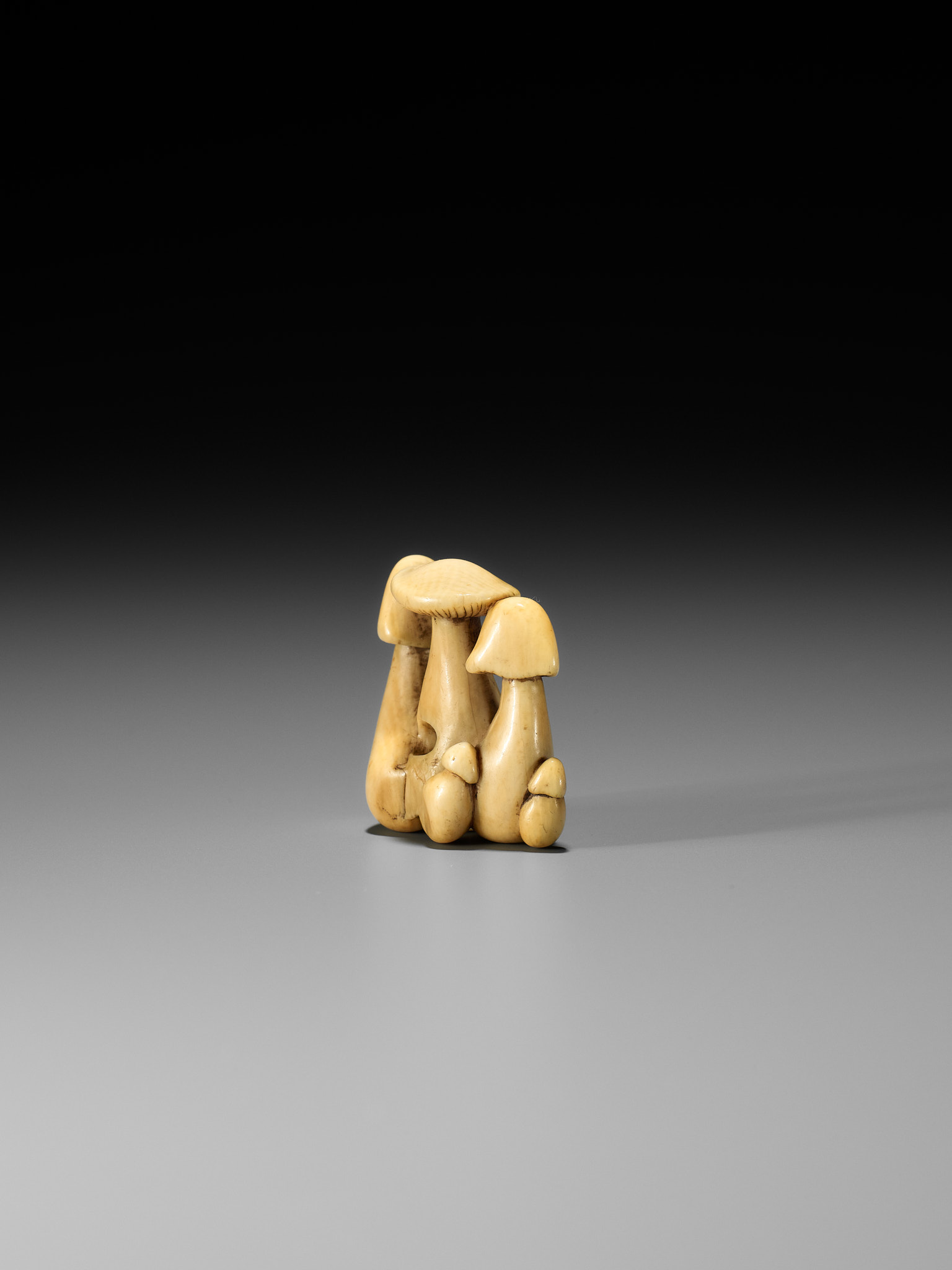 YOSHITADA: A FINE IVORY NETSUKE OF A CLUSTER OF MUSHROOMS - Bild 6 aus 11