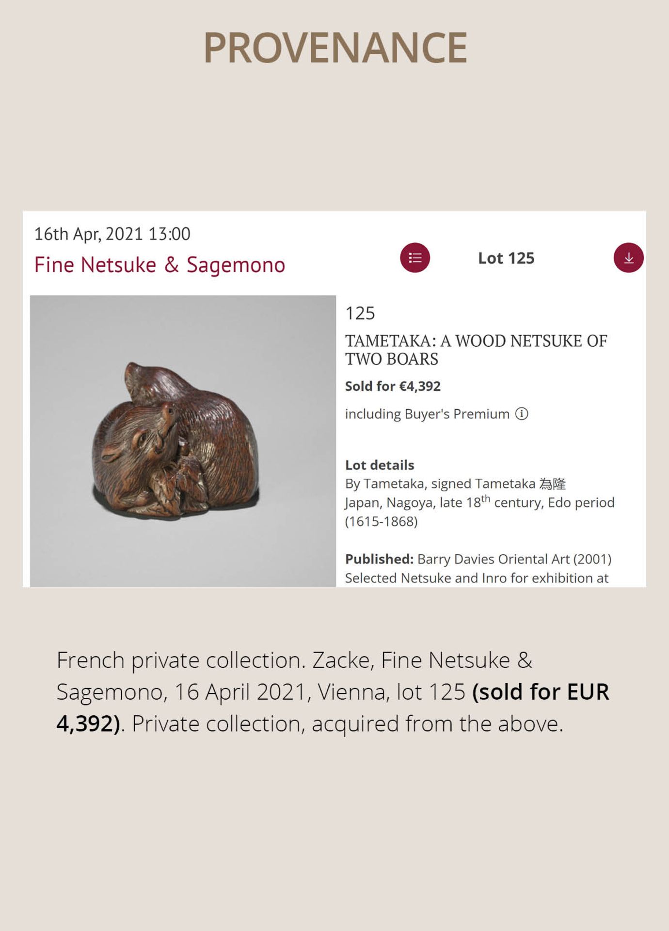 TAMETAKA: A WOOD NETSUKE OF TWO BOARS - Bild 5 aus 17