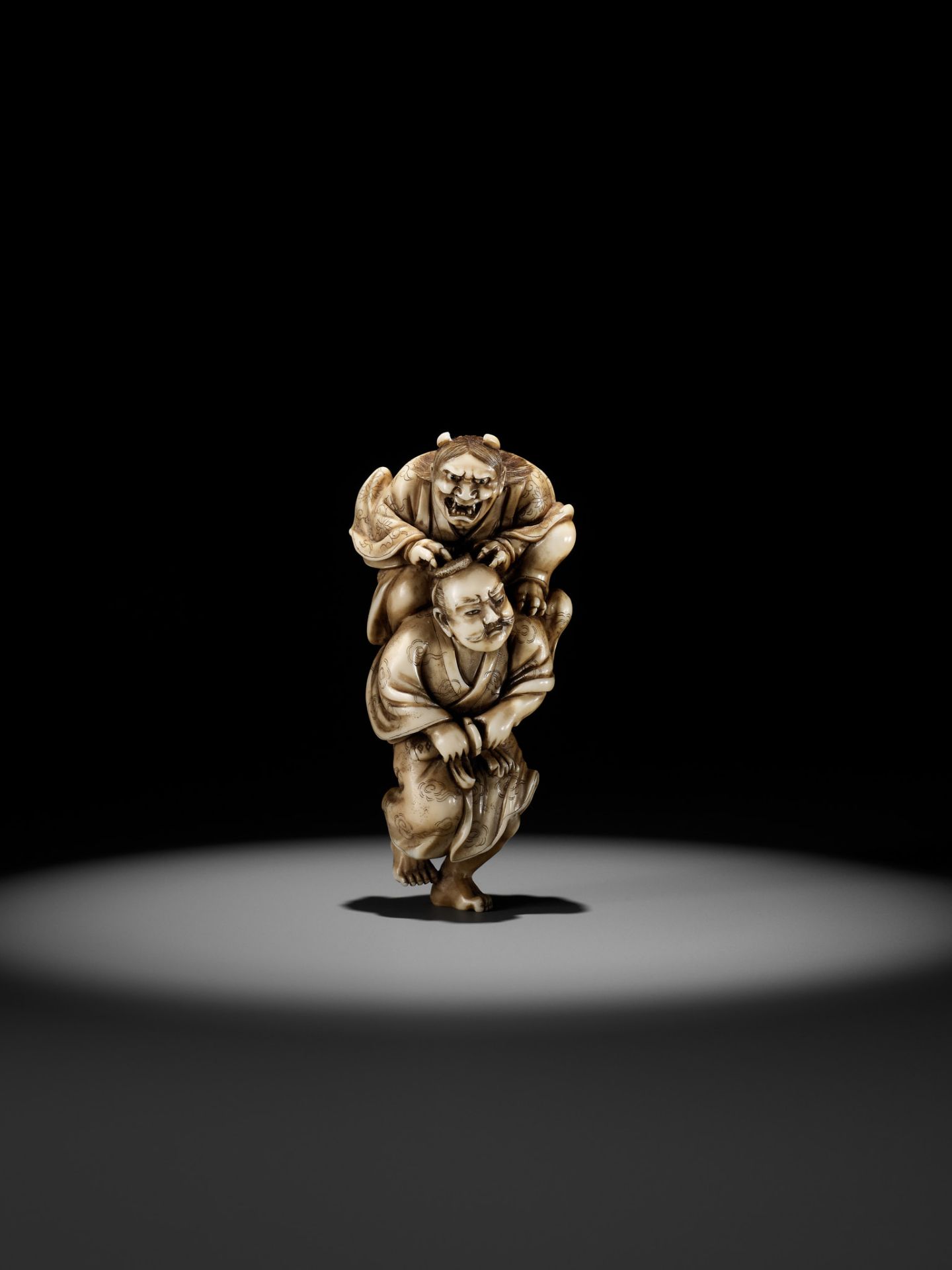 IKKOSAI: A POWERFUL IVORY NETSUKE OF OMORI HIKOSHICHI ENCOUNTERING THE DEMONESS - Bild 7 aus 14