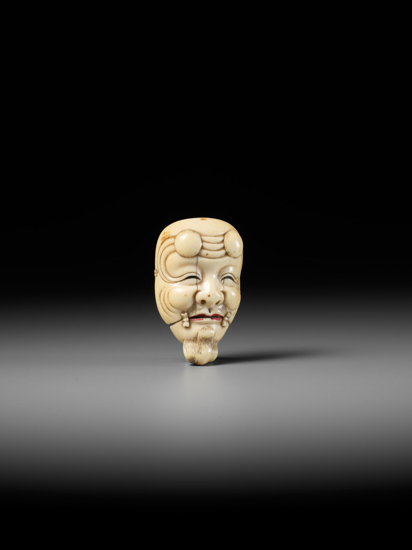 MEIKEISAI HOJITSU: A FINE IVORY MASK NETSUKE OF OKINA - Bild 8 aus 12