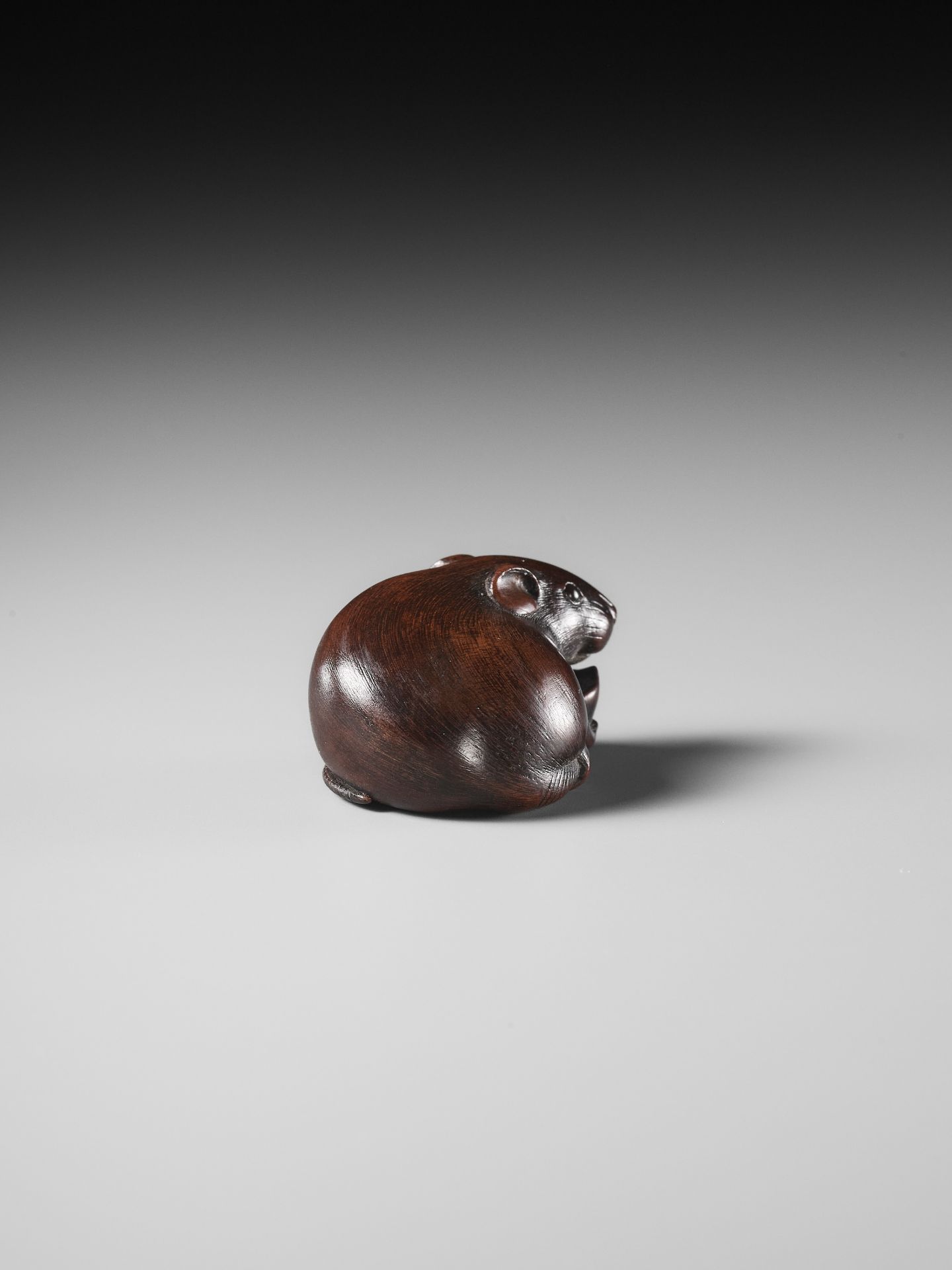 TOMOKAZU: A FINE WOOD NETSUKE OF A RAT EATING A CHESTNUT - Image 9 of 12