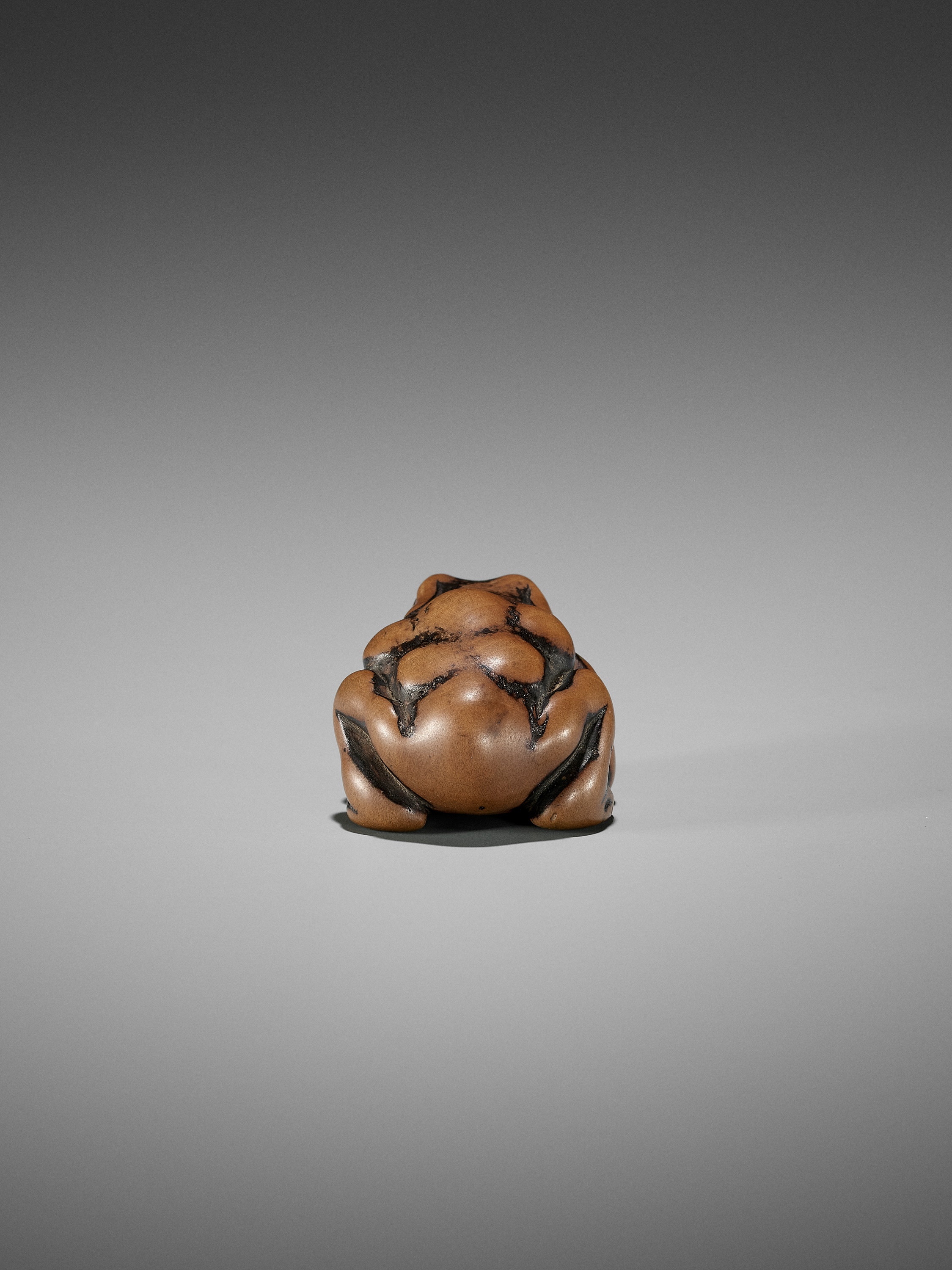 AN EARLY WOOD NETSUKE OF A TOAD - Bild 3 aus 12