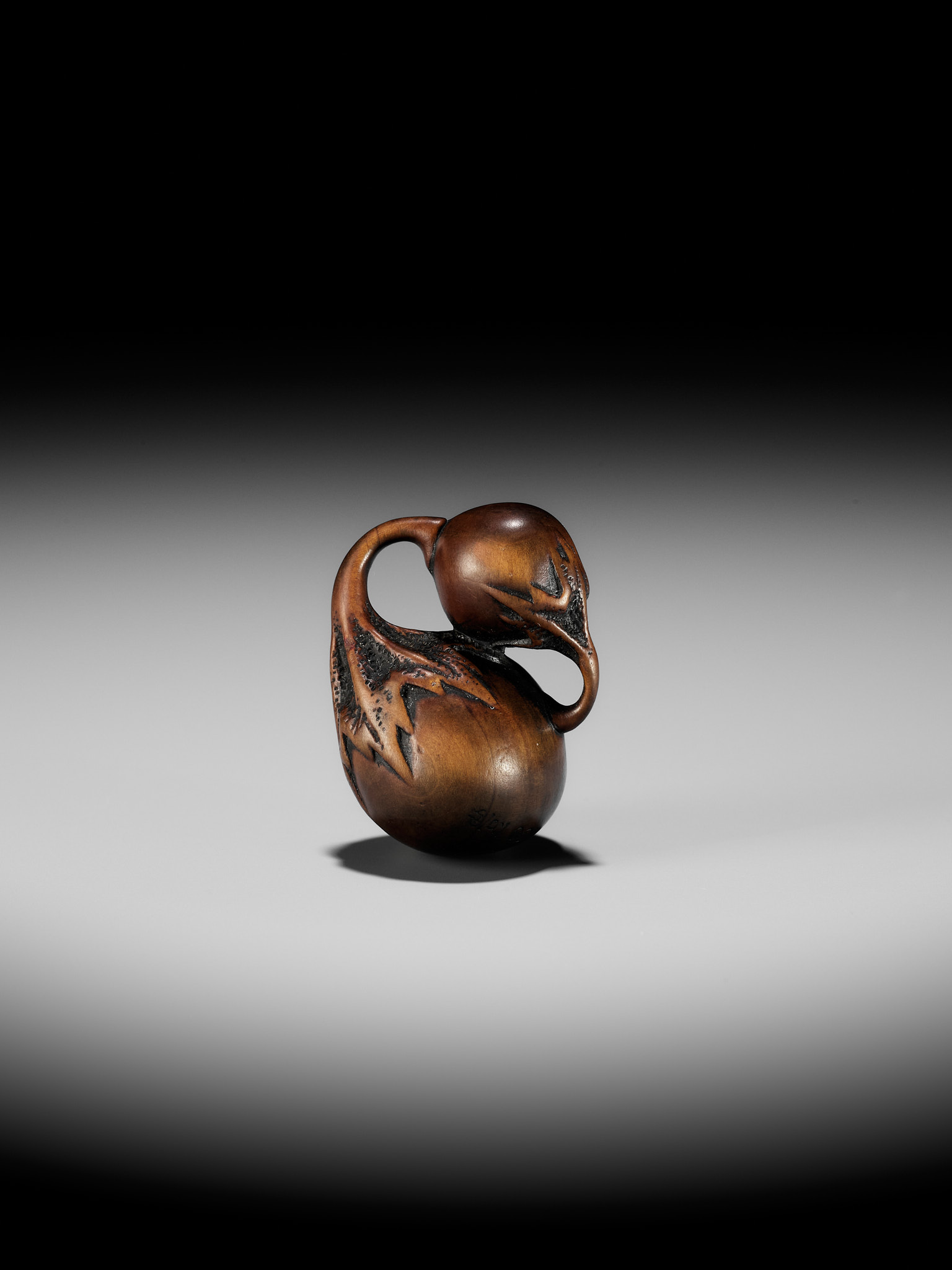 NAITO TOYOMASA: A SUPERB INLAID WOOD NETSUKE OF TWIN NASUBI (EGGPLANT) AND A FLY - Image 3 of 13